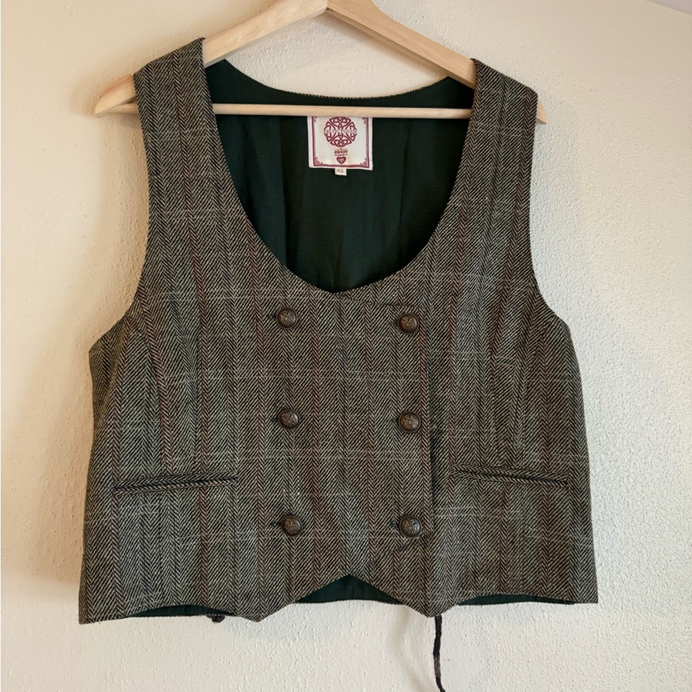 Celtic Fusion Fern Tweed Waistcoat NWOT